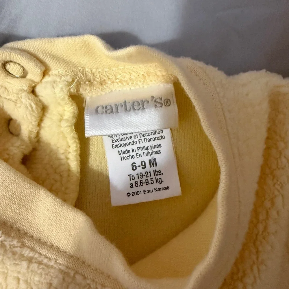 Baby vintage carters yellow‎ fleece one piece happiness for you giraffe size 6-9